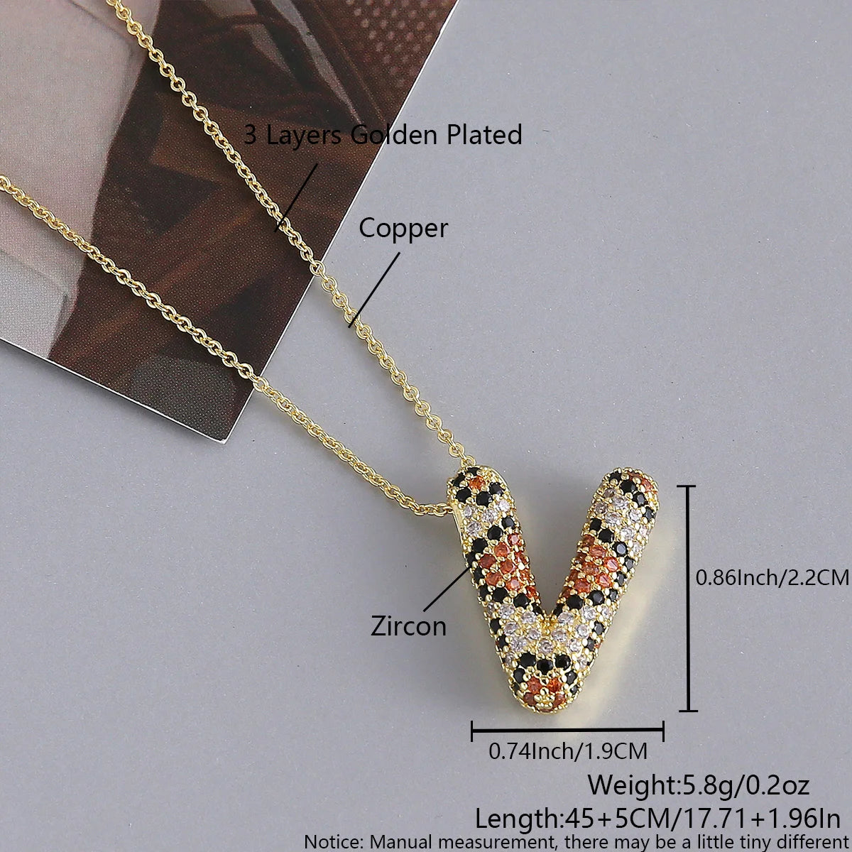 MHS.SUN New Leopard Bubble Letter Necklace Gold Plated Chunky Bubble Zircon 26 Initial Pendant Necklace Women Fashion Jewelry