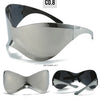 Oversized Futuristic Shield Sunglasses for Women Men Fashion Silver Mask Visor Sun Glasses Female Punk Y2K Eyeglasses