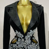 Stock Luxury Diamonds Tassel Sexy Hollow Out Black Mini Dress Woman Evening Celebrate Birthday Party Stage PhotoShoot Costume