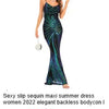 Sexy elegant black white slip sequin summer dress women birthday party club dress see through mesh midi evening dresses vestido