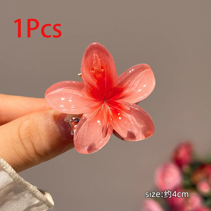 6Pcs Gradient Hair Clips New Flower Hair Claws Small Size Fashion Headwear Hairpin Crab Barrette Hair Accessories for Women