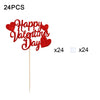 YOMDID 24Pcs Happy Valentines Day Cupcake Toppers Glitter Red Decorations Valentines Day Cupcake Picks Gift for Valentine\'s Day