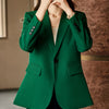 Khaki Black Green Women Solid Formal Blazer Coat Female Long Sleeve Single Button Straight Jacket For Office Ladies Work Wear