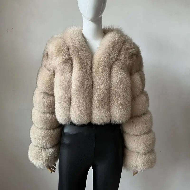 2023 Neuer kurzer Stil Echtfuchspelzmantel Winter Damen Natur Warme Mode Luxus