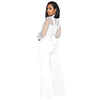 Fashion Women's Clothing Hollow Long-sleeved Loose Wide Leg Jumpsuits Overall Pants Solid Color Sexy Lace