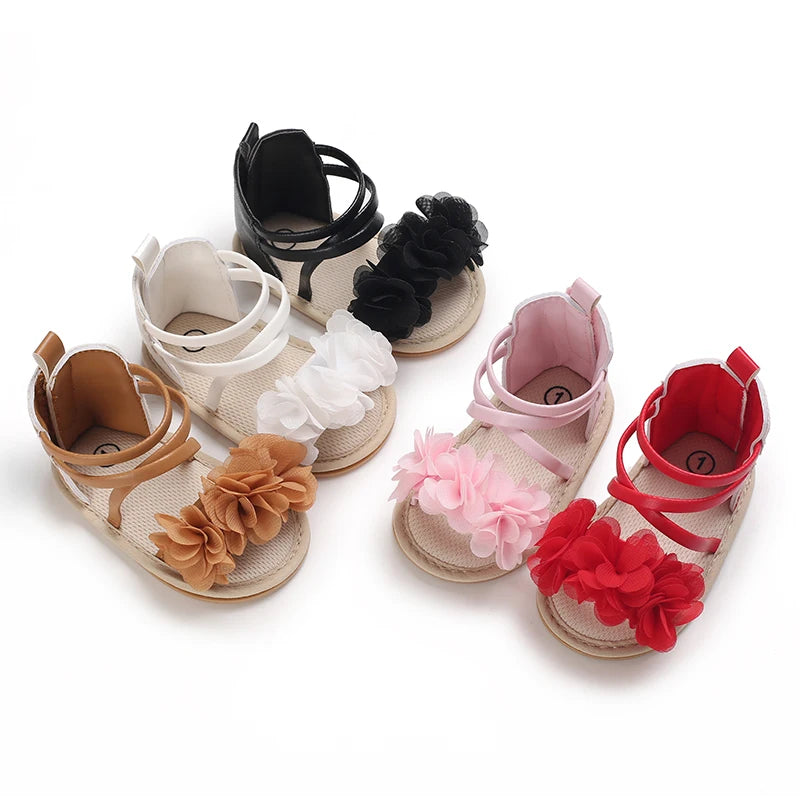 Summer Cool Baby Girl Sandals Fashion Newborn Sandal Idyllic Flower Soft Anti-slip Toddler Rubber Sole Comfortable Shoes