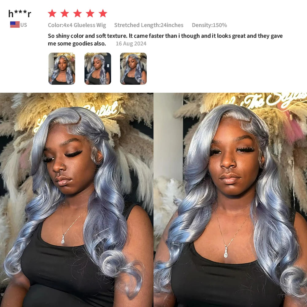 13*4 13*6 HD Lace Frontal Wig 613 Brazilian Body Wave Pre Plucked Silver Grey Lace Front 613 Colored Human Hair Wigs For Women