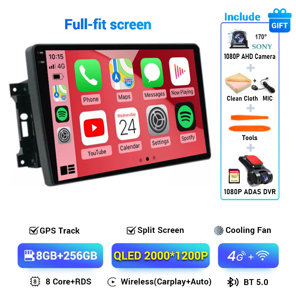 Android 14 Auto Car Radio For Jeep Compass Grand Cherokee Wrangler Chrysler Sebring Town Country Dodge Charger Multimedia Player