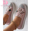 Big Size 43 Brand New Ladies Platform Loafers Fashion Rhinestonen Pearl Solid women's Sneakers Casual Spring Autumn Women Shoes