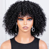 250D Brown Color Afro Kinky Curly Human Hair Wigs with Bangs Wear to go Glueless Wig Remy Brazilian Short Curly Human Hair Wig