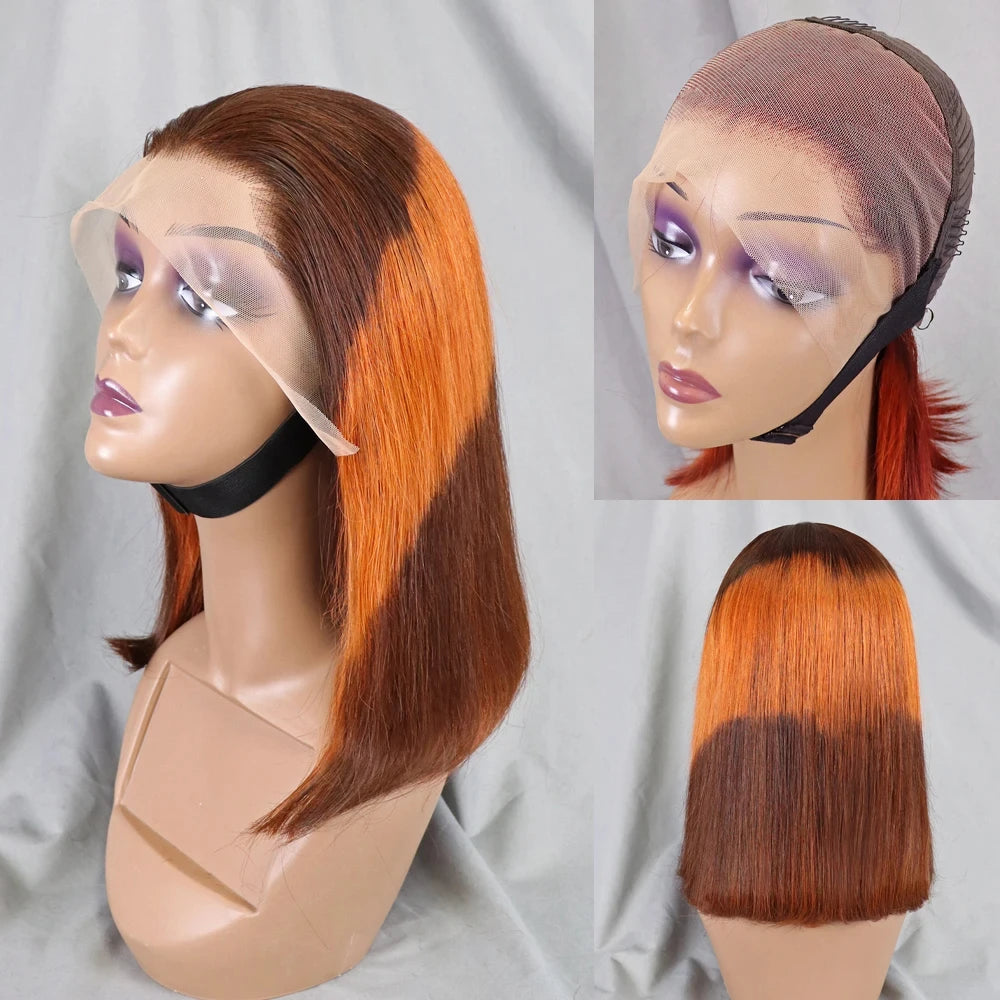 4/30/4 Color Human Hair Bob Wig Straight 13x4 Lace Front Human Hair Wigs Brazilian Wig Short Human Hair Bob Wigs Ombre Wig