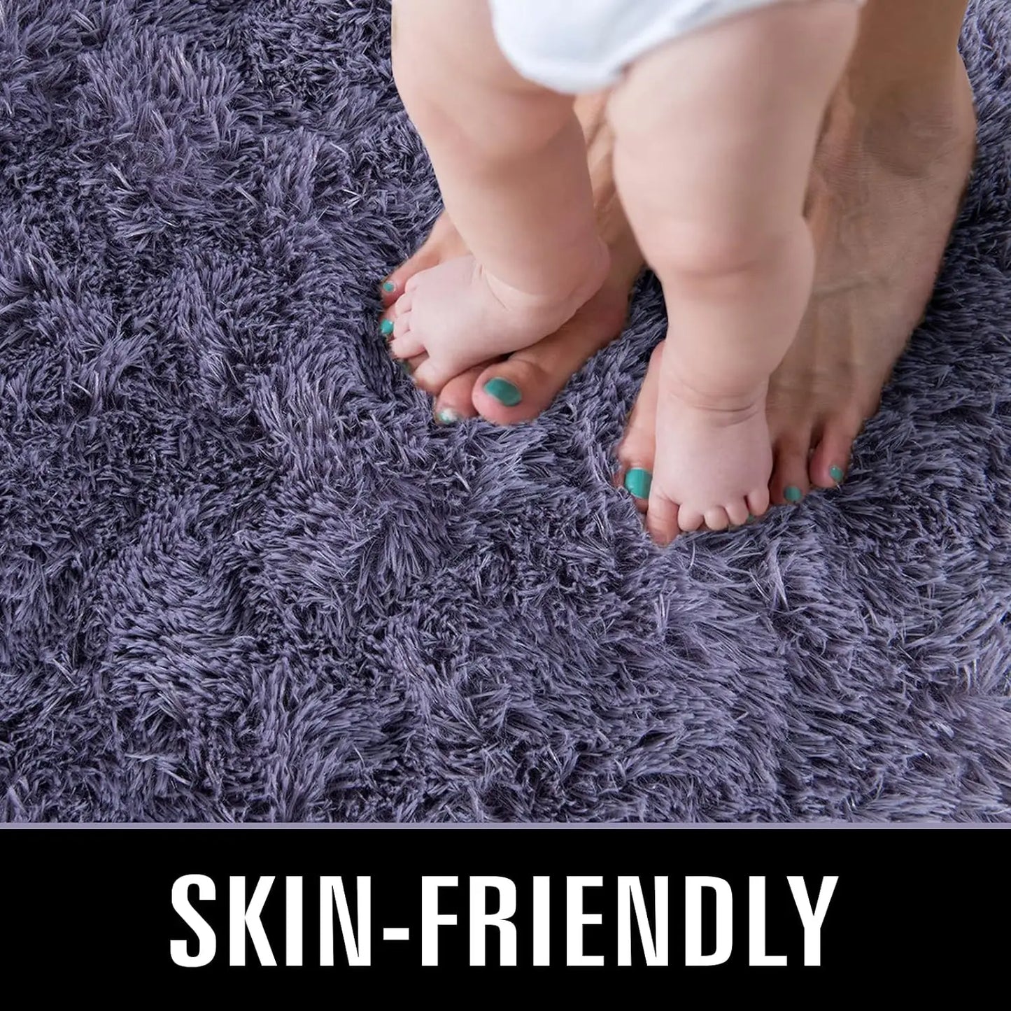Fluffy Bedroom Rug Carpet Shaggy Fuzzy Rugs for Bedroom Thick Black Area Rugs for Living Room Rugs  for Girls Boys