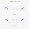 Men Blue Light Blocking Reading Glasses Women Dimond Cutting Rimless Eyeglasses Frame Anti Fatigue Hyperopia Presbyopic Eyewear