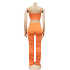 Sexy Solid Color Women's 2-Piece Slim Fit Open Back Zipper Tank Top+High Waist Trouser Set Amazing Bust Wrapping Street Clothing