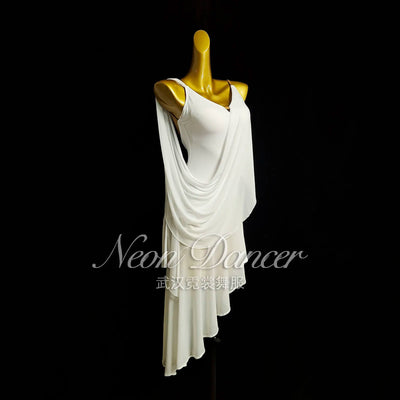 Neondancer New Women's Latin Dance Clothing Rumba Performance Competition Clothing Mesh Fabric Latin Long Dress