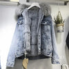 Women Denim Cost Single Breasted Button Jackets Fleece Patchwork Cardigan Pockets Outerwear Casual Warm Solid Loose Fit