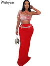 Luxury Celebrities Evening Club Outfit for Women Sexy Black Single Shoulder Diamonds Long Skirts and Crop Tops Two 2 Pieces Suit
