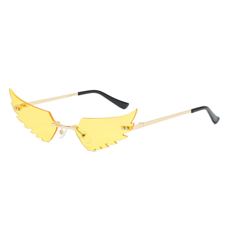 2024 new rimless glasses personalised wings runway fashion women's sunglasses
