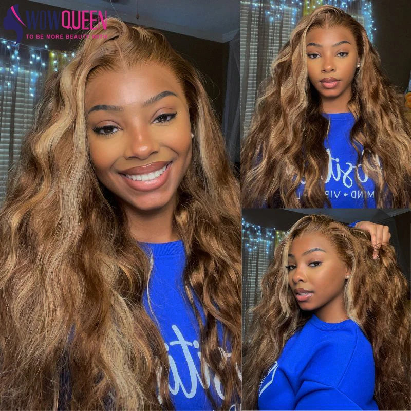 P4/27 Highlight Body Wave Bundles Brazilian Hair Weave Bundles Ombre Honey Brown Human Hair Bundles Remy Hair Extensions