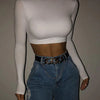 Basic Sheath Women Solid Turtleneck Tshirt Autumn Stretch Casual Undershirt Female All-match Street Activity Crop Tops