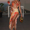 Weird Puss Halter Metal Buckle Dress Women Y2K Hollow Backless Summer Trend High Split Ruffles Sexy Elegant Bandage Maxi Bodycon