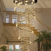 Staircase Long Pendant Lamp, Villa Lamp, Crystal Hanging Line Lamp, Duplex Living Room Spiral Lamp, Glass Romantic Decorative La