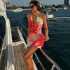 TARUXY One-shoulder Sexy Printed Dress Draped Swinging Collar Beach Vacation Mini Dress Elegant Sleeveless Female High Waist