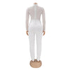 Sexy Mesh Patchwork Jumpsuits for Women Elegant Long Sleeve Bandage One Piece Party Long Bodysuit