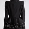TWOTWINSTYLE Solid Spliced Ruffles Blazers For Women Notched Collar Long Sleeve Patchwork Button Casual Blazer Female Clothing