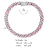 Hip Hop Bling Pink Crystal Cursive Initial Letter Cuban Necklace for Women Iced Out Paved Cuban Chain Necklace Choker Jewelry