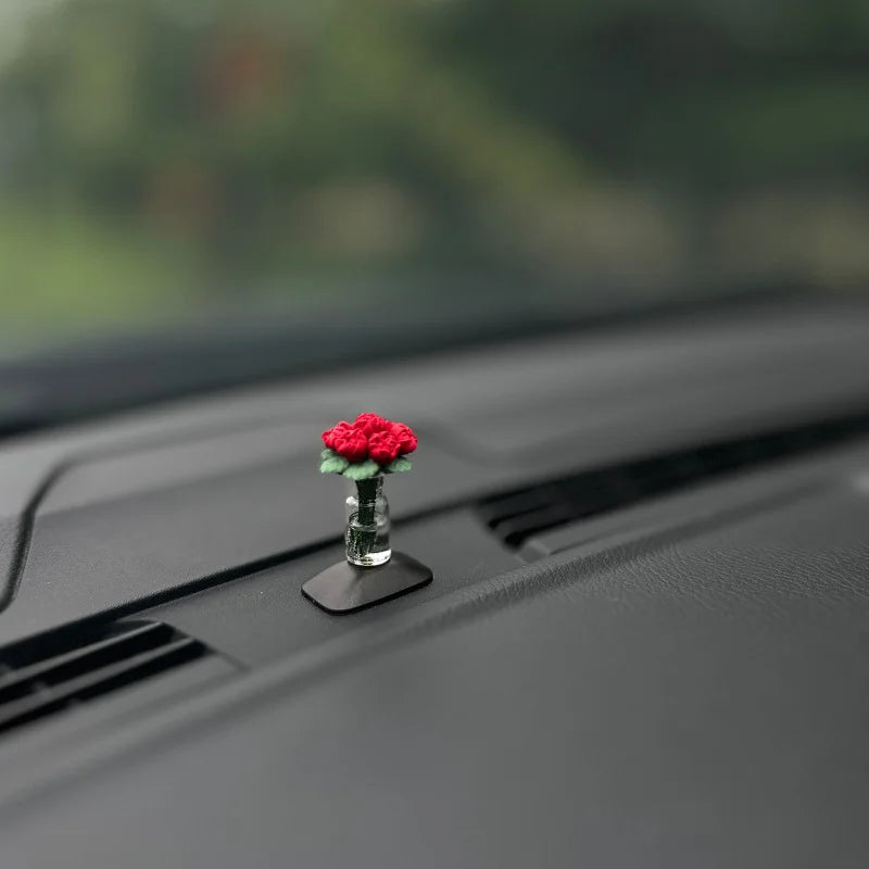 Dainty roses car center console window ornament mini cure car accessories ladies car personality beautiful interior ornaments