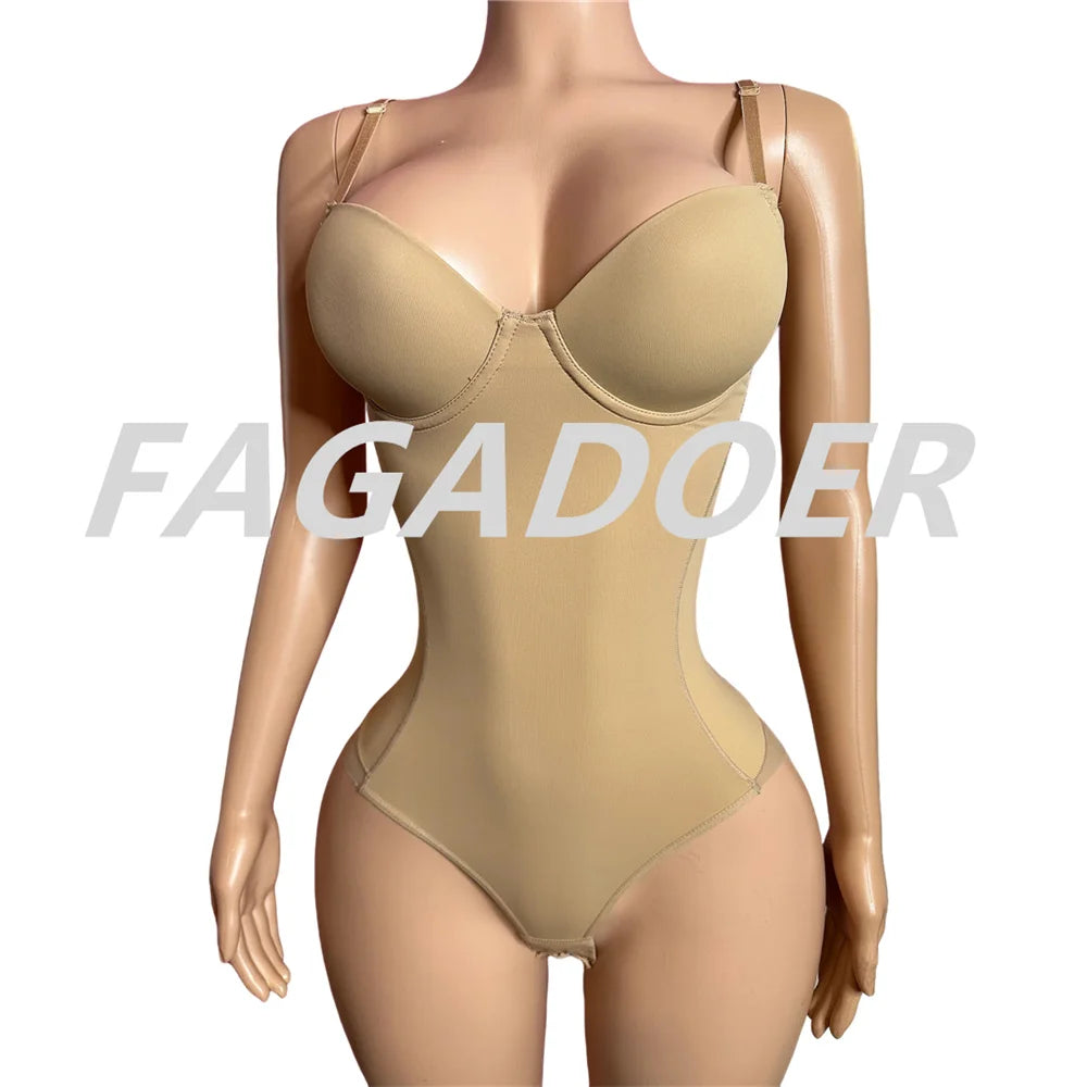FAGADOER Sexy Solid V Neck Spaghetti Strap Bodysuits Women Sleeveless Backless High Stretchy Bodycon Rompers Female Clubwear new