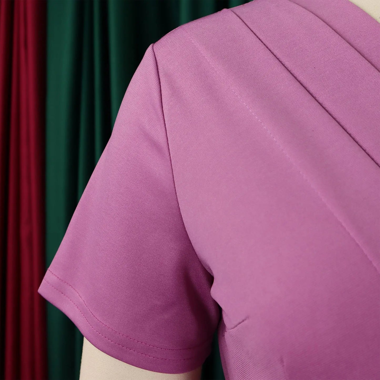 2024 summer new short sleeve V-neck waist solid color Tunle pencil skirt dress