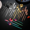 30Pcs Black Gold Dinnerware Set Stainless Steel Dinner Knife Fruit Fork Spoon Cutlery Set Kitchen Tableware Silverware Sets