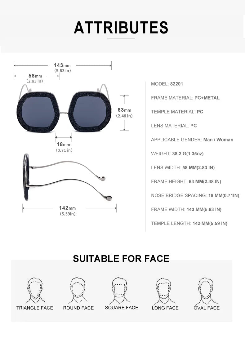 Oversized Luxury Diamond Shiny Sunglasses Women Irregular Round Crystal Sun Glasses Men UV400 Shades Eyewear Polygonal Sunglass