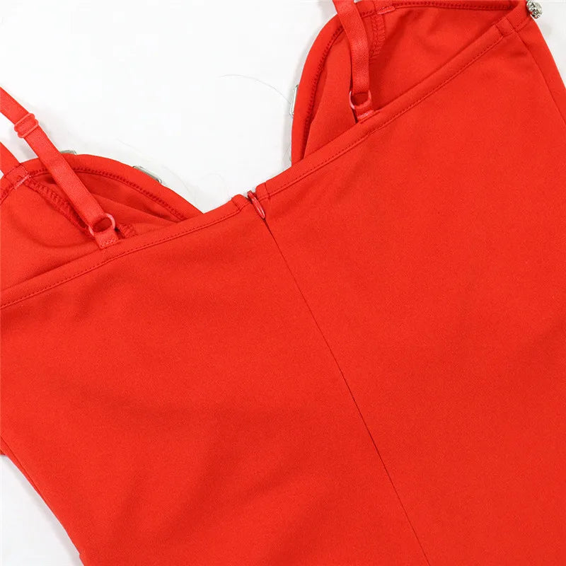 Spaghetti Strap Deep V Neck Sexy Women Straight Jumpsuits Rompers 2023 Rhinestone Big Bowknot Party Jumpsuit Birthday Outfits