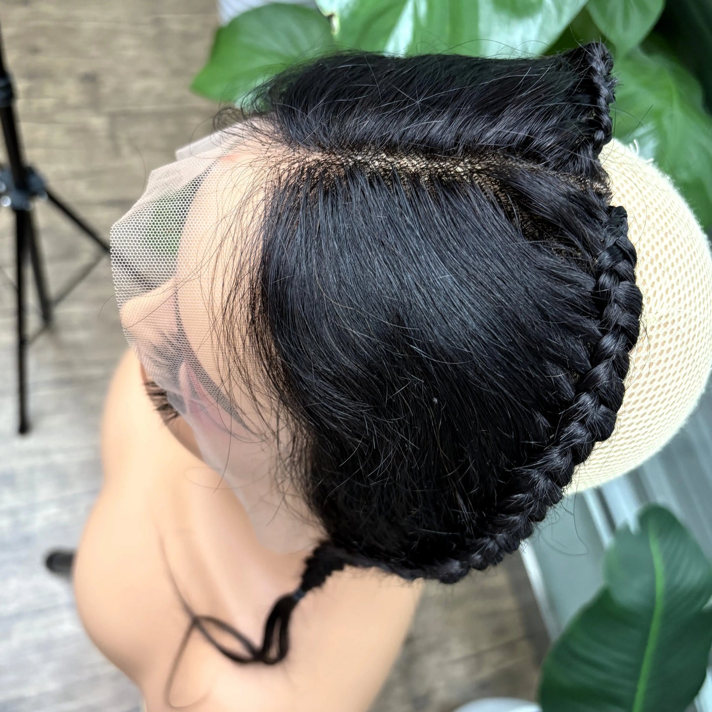 13x4 Transparent Lace Frontal with Braids 10 Inches Natural Brazilian Remy Hair Lace Frontal with Baby Hair for Women Girls