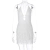 Articat 2024 Summer New Sexy Hollow Out Lace Up Hanging Women Dress Temperament Vestido Short Skirt Slim Party Vacation Beach