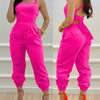 New Summer Fashion Printed Sleeveless Jumpsuit Sexy Hollow Backless Lace Up Long Jumpsuits Elegant Casual Jumpsuit With Pocket