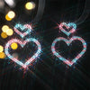 FYUAN Pink Black Heart Rhinestone Drop Earrings for Women Geometric Crystal Dangle Earrings Party Jewelry