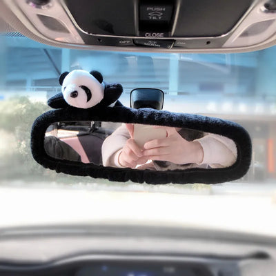 Adorable Rabbit Car Rearview Mirror Cover Cute Creative Korean Character Mirror Cartoon Reversing Decoration Female