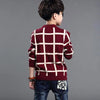 2023 Autumn Winter England Style New Kids boy Plaid Sweater Coat Children Clothing Baby jacquard Cotton Boys Pullover 4-10Y