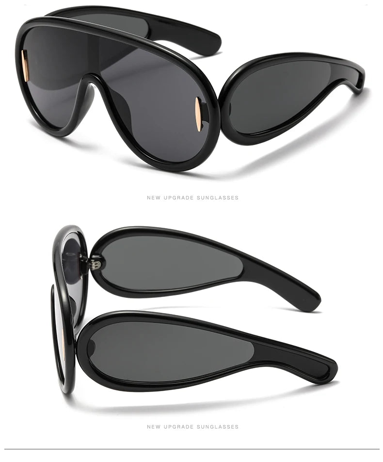 New Fashion Personality Hip Hop Cool Cyberpunk Sunglasses with Large Frame UV400 Anti UV Eyeglasses Oculos De Sol Feminino