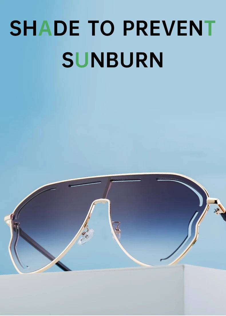 Oversized Hollow One-Piece Sunglasses Women Big Frame 2024 Luxury Brand Special-Shaped Sun Glasses For Ladies Eyewear Shades