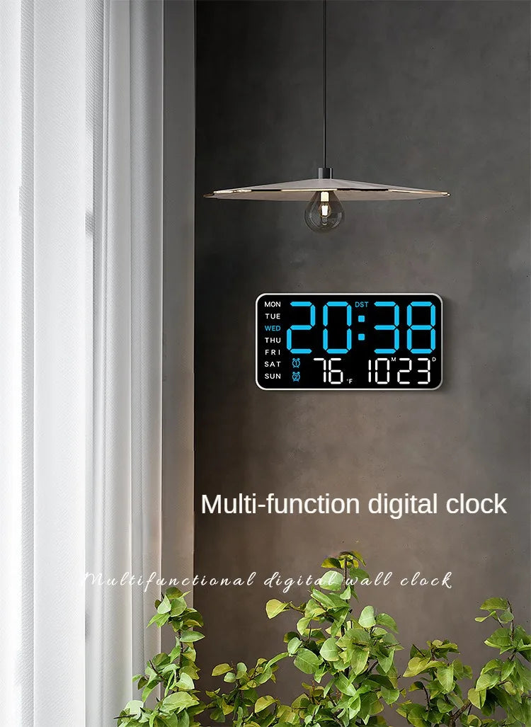 LED Digital Wall Clock Temperature Date Week Display Table Alarm Clocks Voice Control Electronic Clock Brightness Adjustment