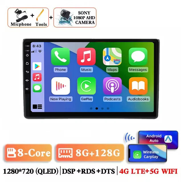 For Audi A3 8P 2003-2013 Android 14 RS3 Sportback 2Din CAR Multimedia Carplay Video Player Stereo Radio WIFI 4G DSP Navigation