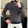 Autumn Winter Velvet Knitted Sweater Men's Long Sleeve Round Necked Sweater Slim Fit Casual Business Knitwear Tops Men Clothing