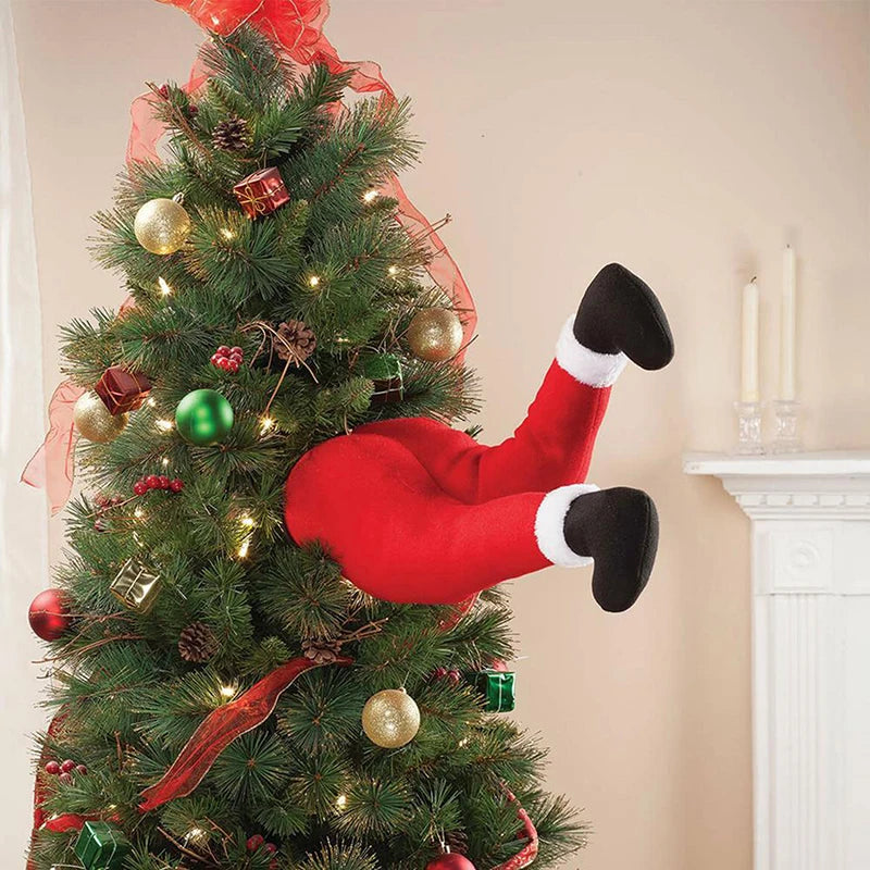 Christmas Tree Decoration Plush Santa Claus Leg Door Decor Santa Claus Elf Leg Christmas Ornament For Xmas Party Hanging Pendant