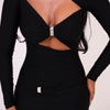Articat Sexy Hollow Out Long Sleeved Elastic Tight Dress Women Pleats Double Layered Female Vestidos Elegant Party Evening Dress