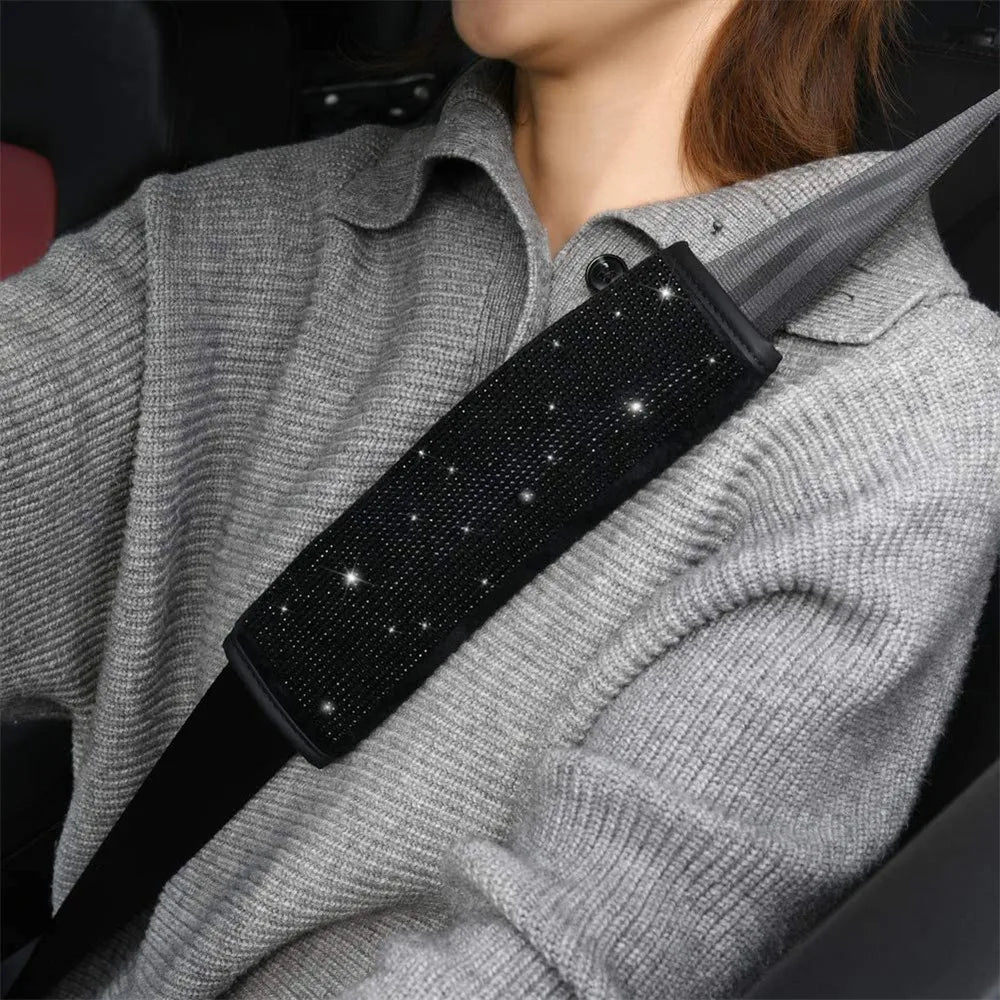 Black Diamond Crystal Car Gear Shift Cover Rhinestone Auto Shifter Hand Brake Cover Bling Car Interior Accessories Decorate